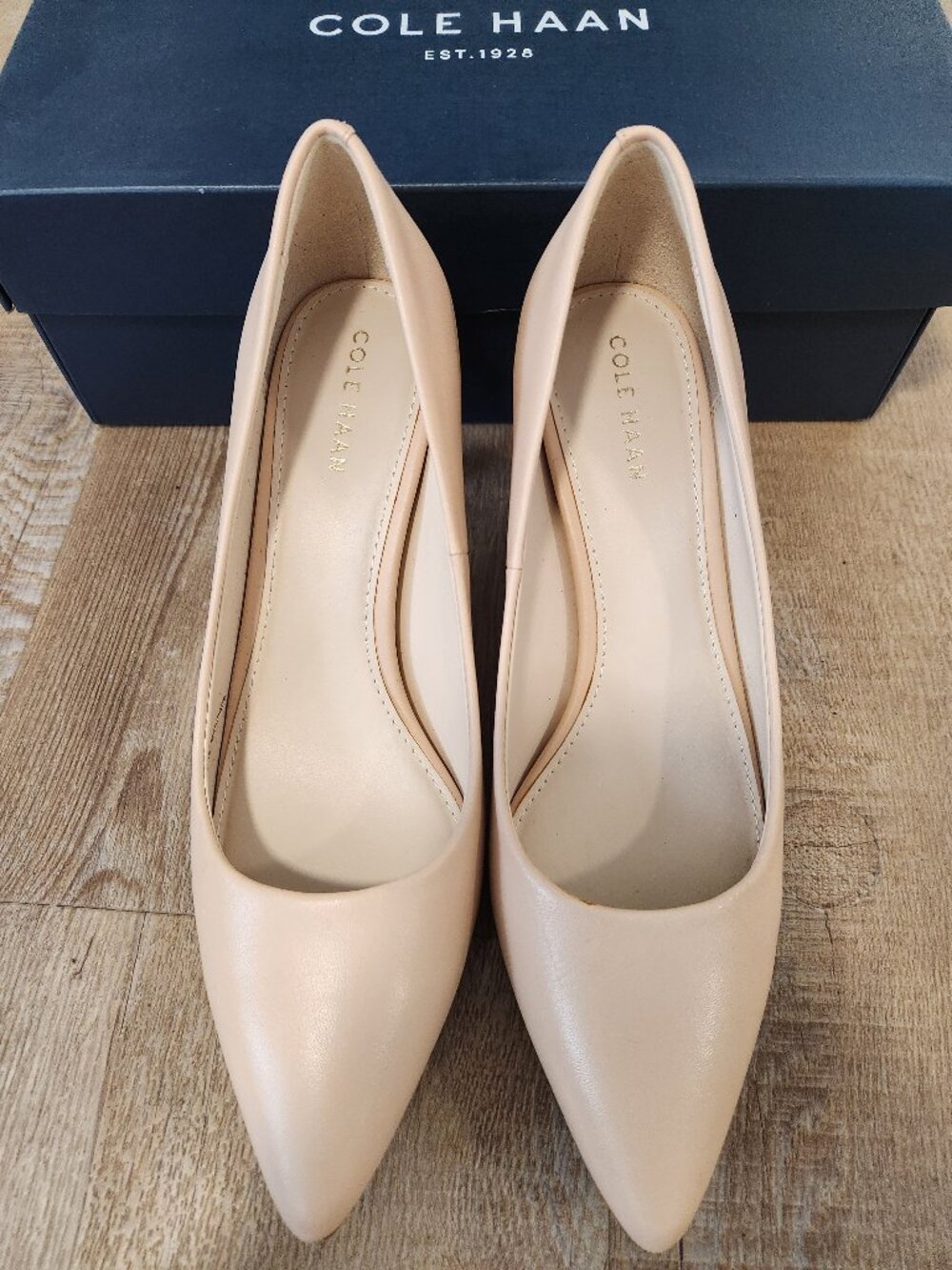 Cole Haan Harlow Pump 65mm II Nude Leather Heels Size 6B